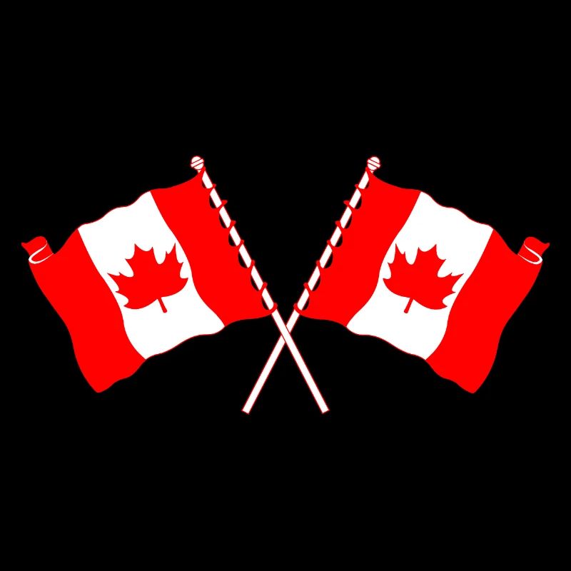 Two flags of Canada crossed with maple leaf