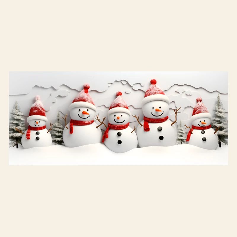 Schneemann-Set mit Tannenbäumen