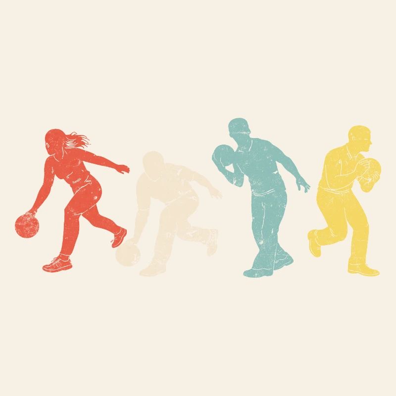 Dynamic bowling silhouettes in colors