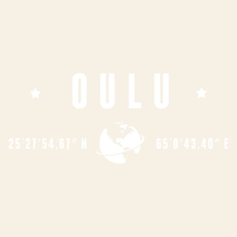 Oulu Coordonnées GPS Typographie Blanc