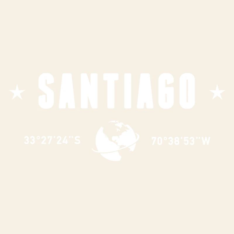 Santiago Chile Coordinates Planet Earth White