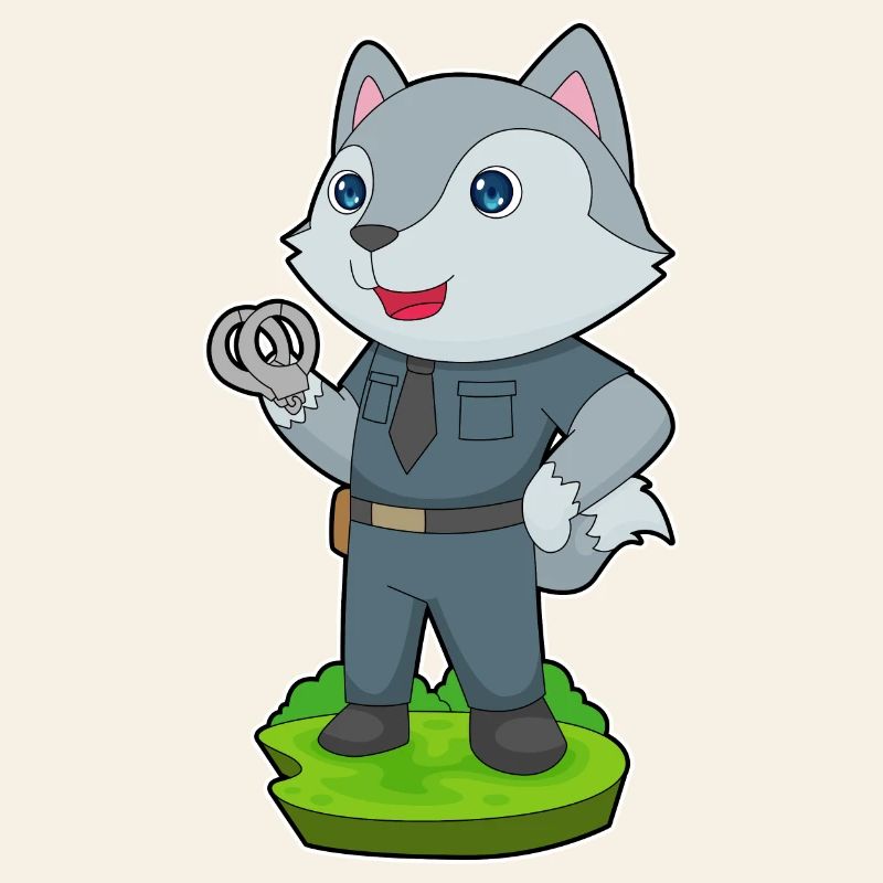 Wolf Polizist Handschellen Polizei