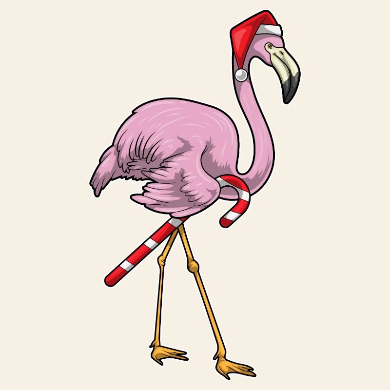 Flamingo Christmas Candy Cane
