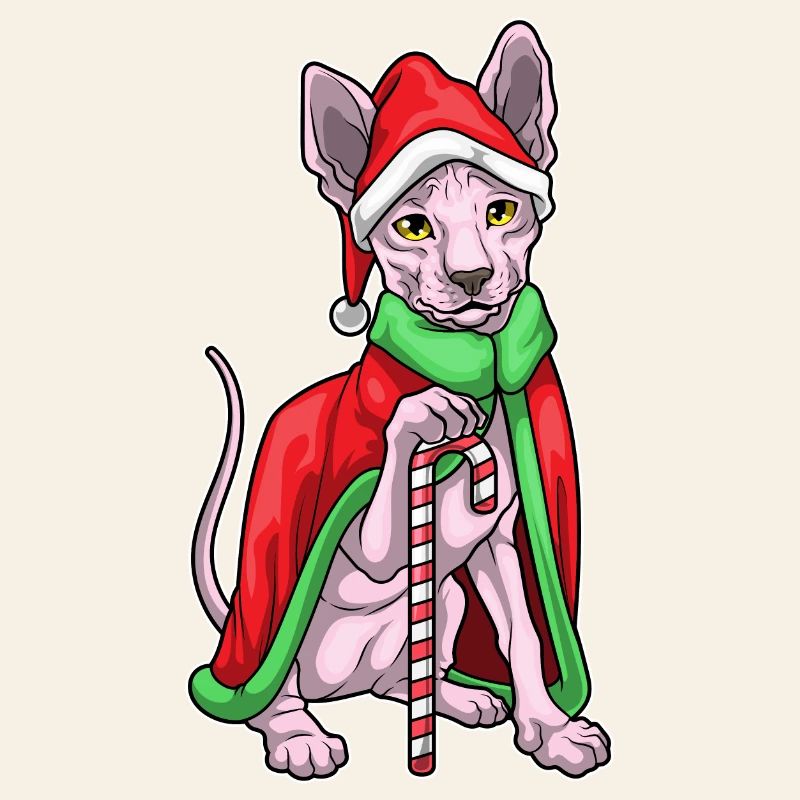 Sphynx Cat Canne de Noël