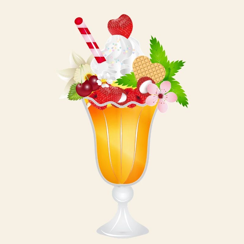 Coupe glacée fruitée à la crème et à la gaufre