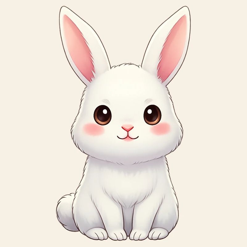 White rabbit with pink ears