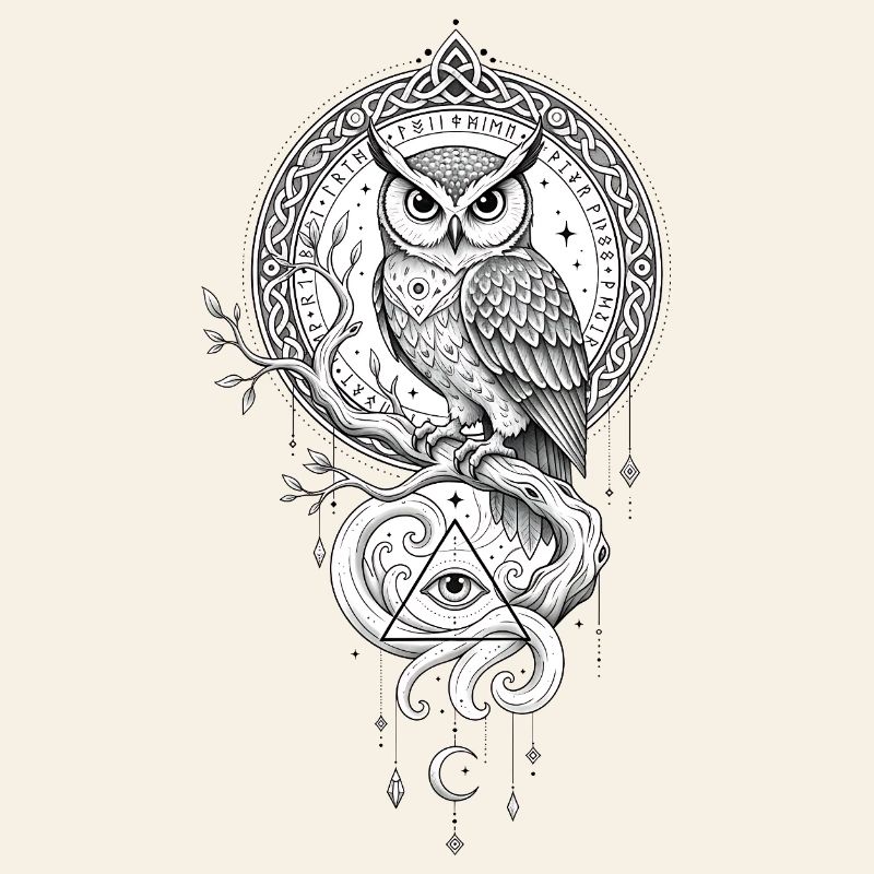 Night Owl Mandala with Triangle Symbol