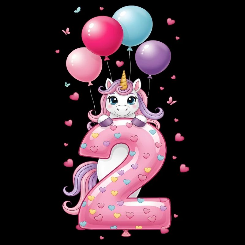 2 Jahre Mädchen Süßes Einhorn 2. Geburtstag