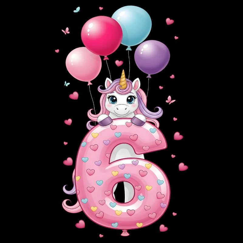 6 Jahre Mädchen Süßes Einhorn 6. Geburtstag