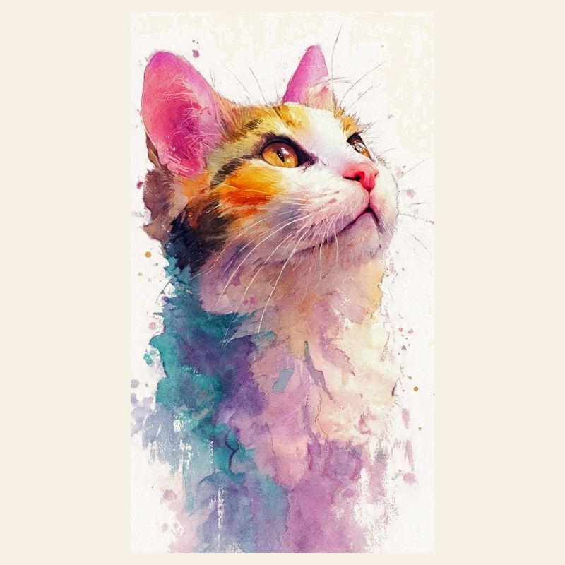 Chat aquarelle « Hope » – Chat aquarelle coloré