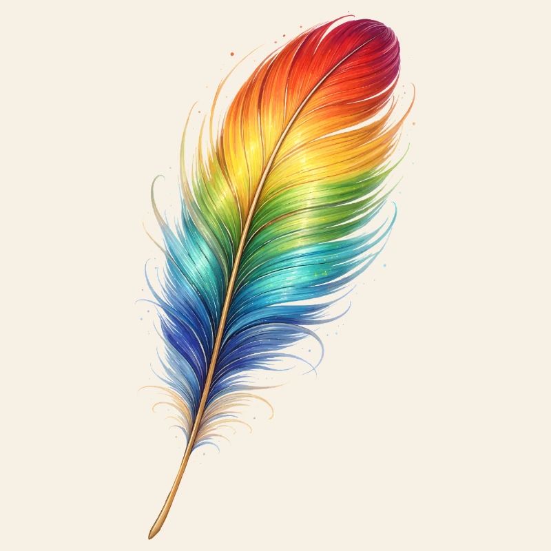 Bunte Feder Regenbogen Boho Design 