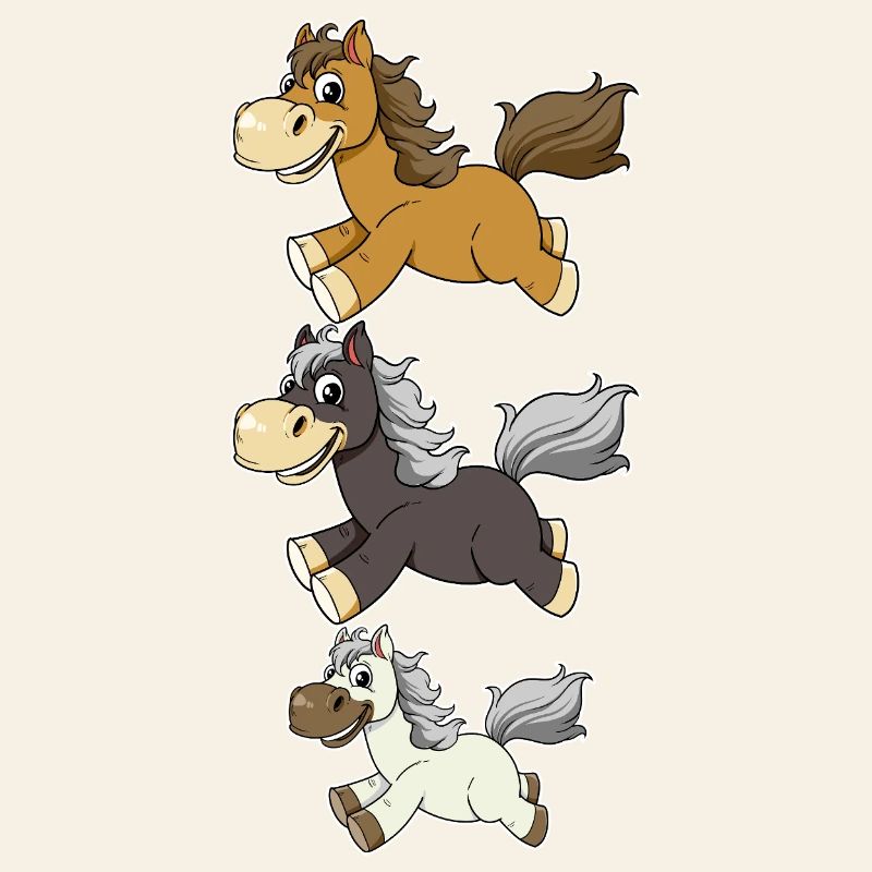 Three Galloping Horses Comic Design