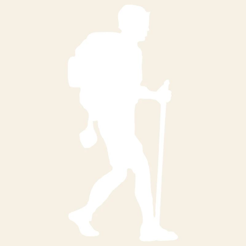 Hiker backpacker white