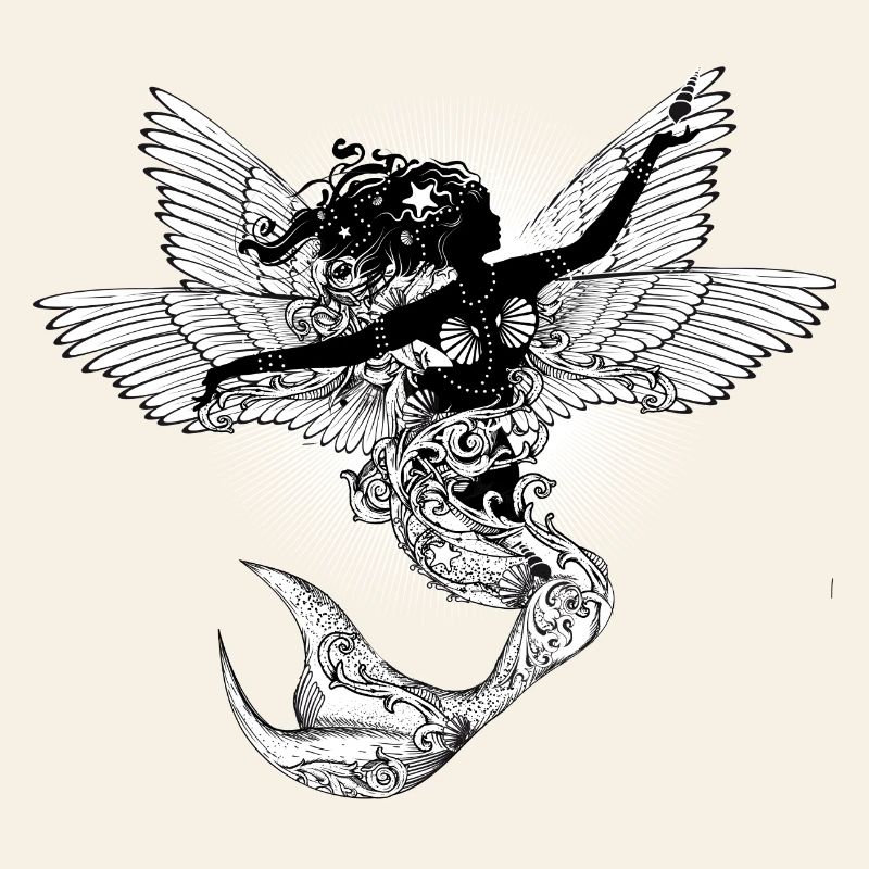 Mystical mythical creature the flying mermaid