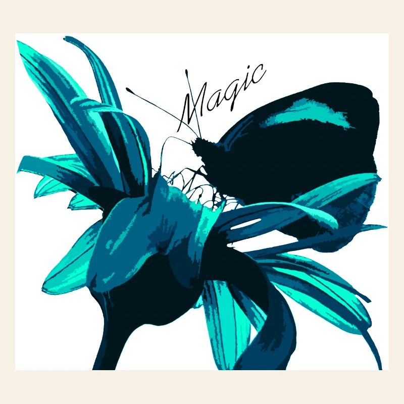Teal Magic Flower Print