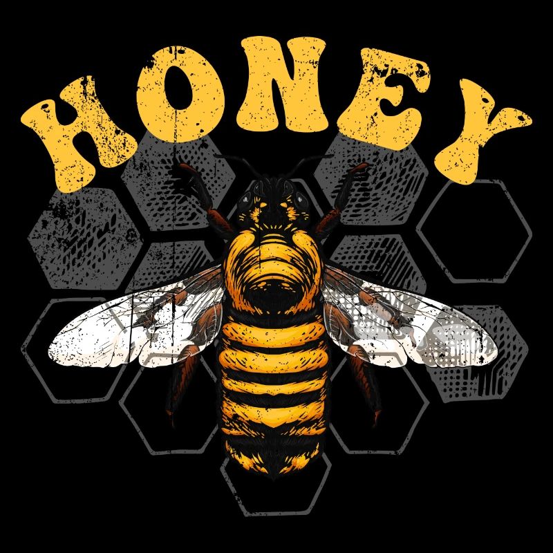 Abeille à miel sur grille hexagonale