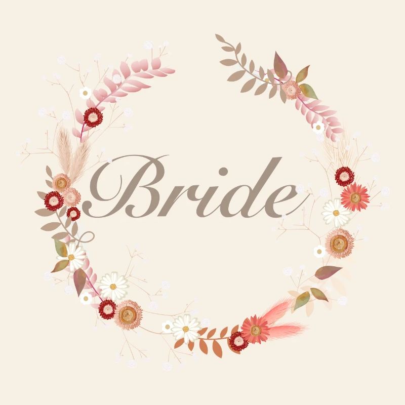 Couronne de mariée dans des tons délicats avec lettrage