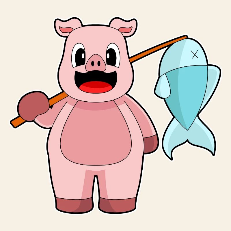 Pêche au poisson pêcheur cochon
