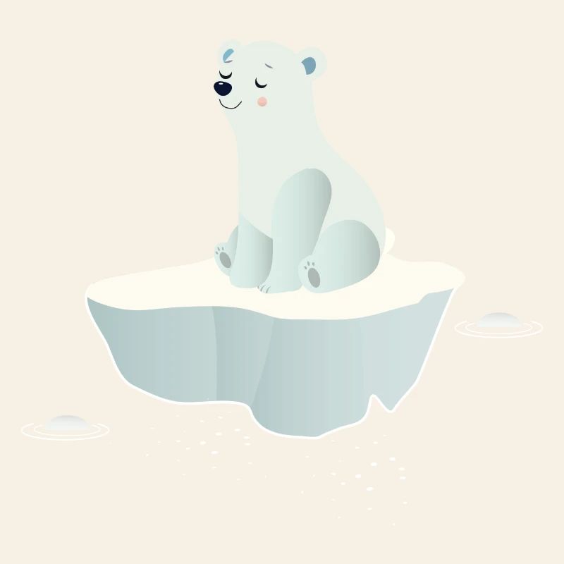 Träumender Eisbär auf einer Eisscholle