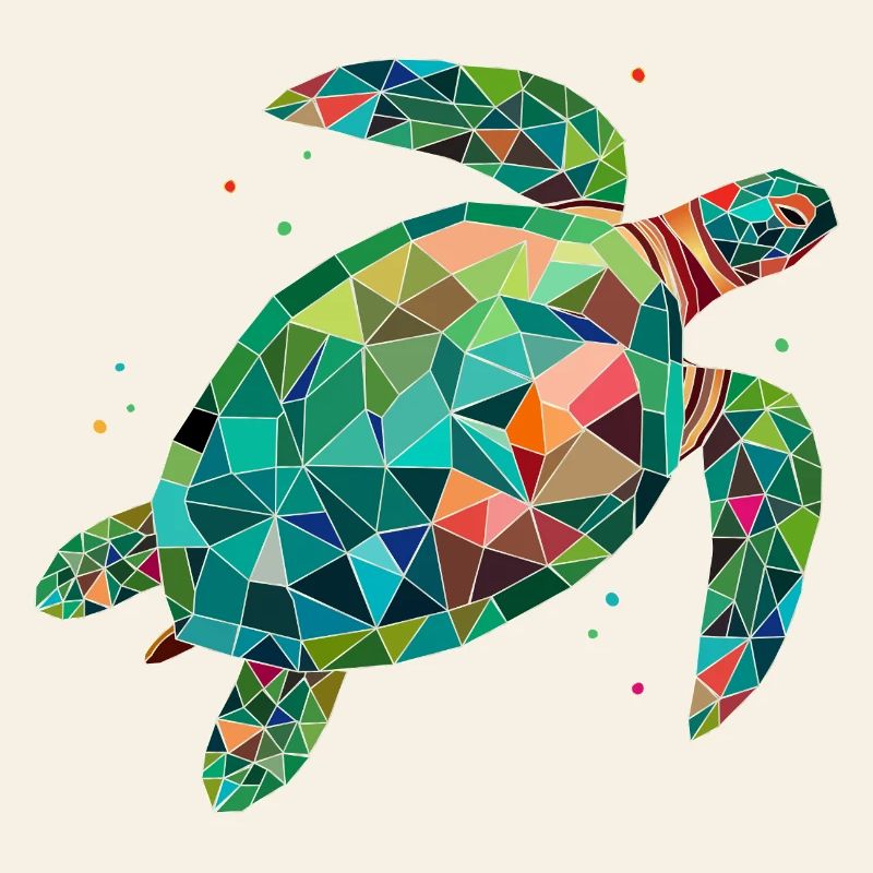 Tortue d’eau colorée - Conception de mer colorée