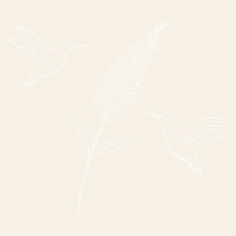 Colibris avec fleur Boho Cottagecore