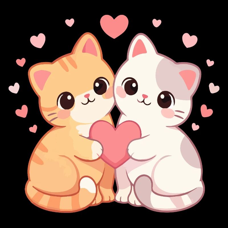 Twin Kittens Heart Hug