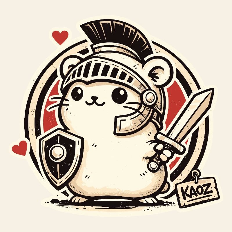 Hamster guerrier gladiateur avec bouclier et épée