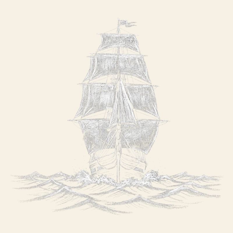 Bateau à voilier blanc dessinant une impression d’art
