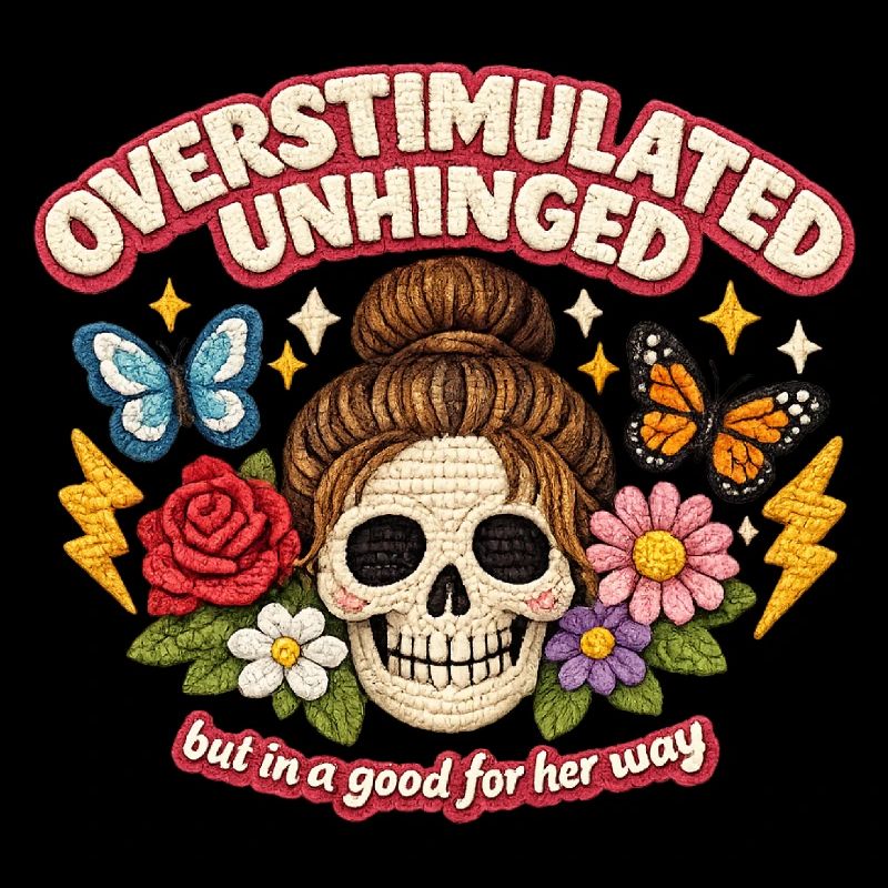 Überstimulierter Schädel mit Blumen Patch