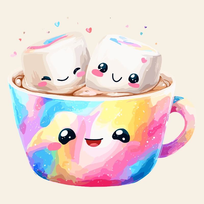 Kunterbunte Marshmallow Kaffeetasse
