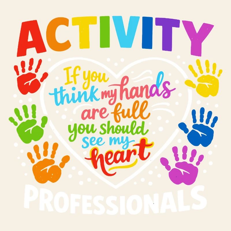 Activity Professionals Herz Bunte Handabdrücke Des