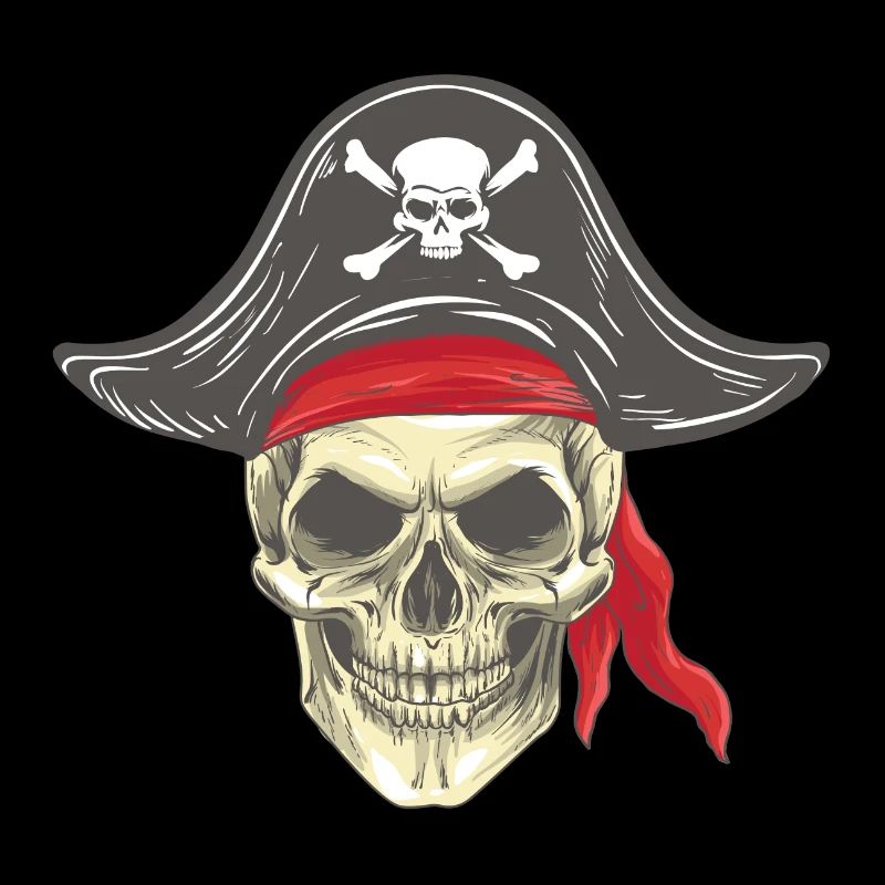 Pirate Head Pirate Skull with Hat Bandana