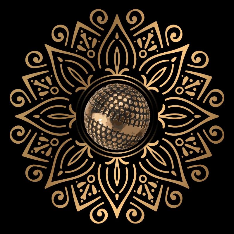 Mandala doré avec boule de pétanque