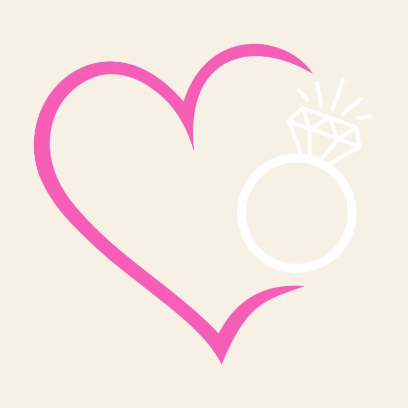 Heart with diamond ring, wedding ring, wedding ring, bride