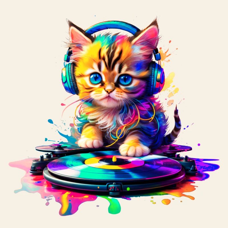 Kätzchen DJ - Regenbogen 2