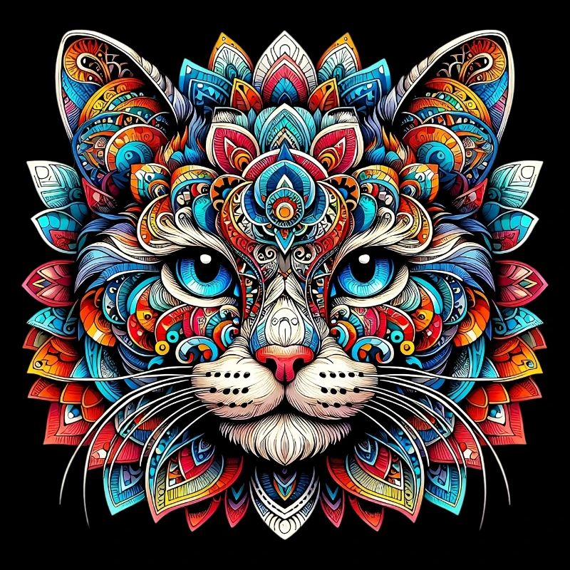 Cat decorated with Mandalas