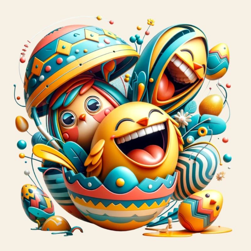 Easter graphic design in Mixed Dimensions style