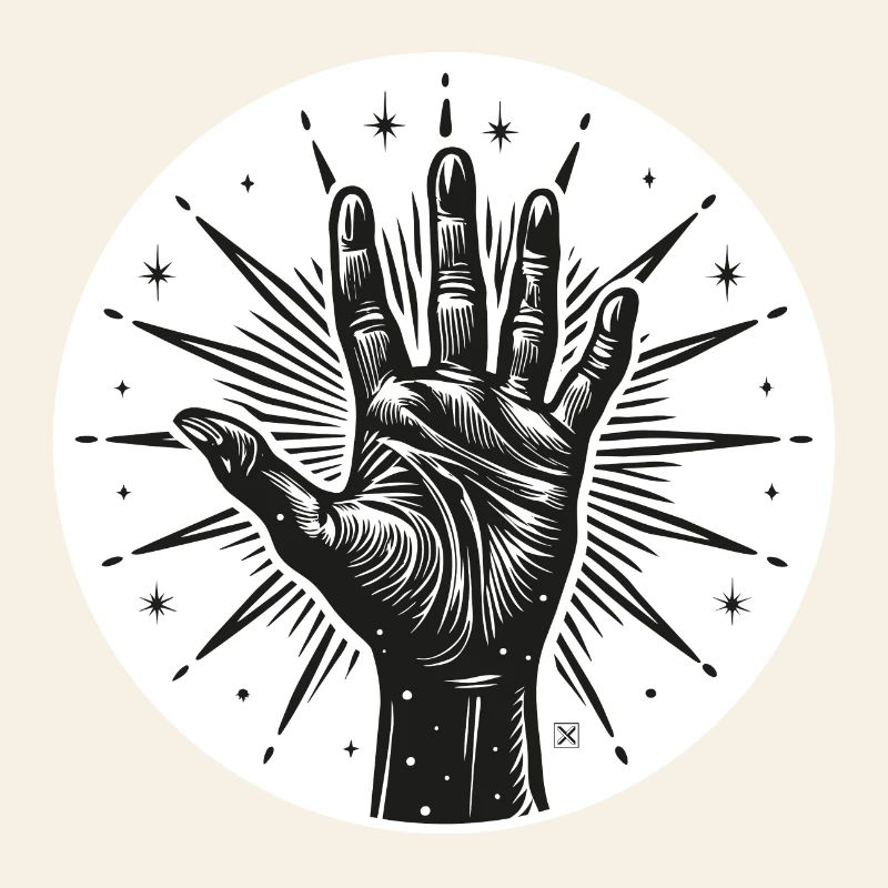 Main étoile avec flashs