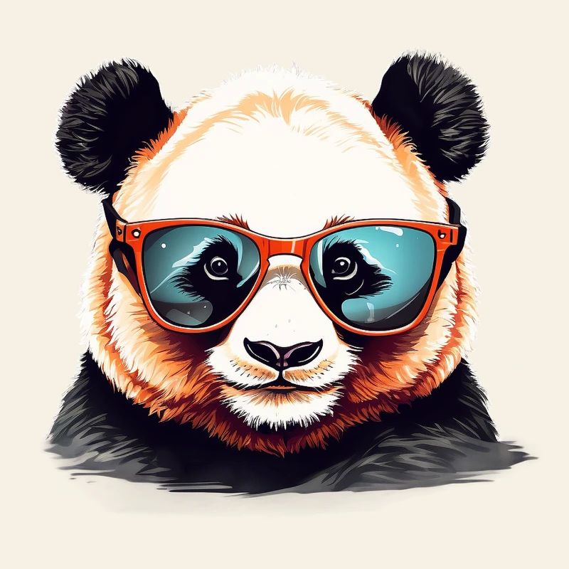 Tête de panda décontractée avec lunettes de soleil