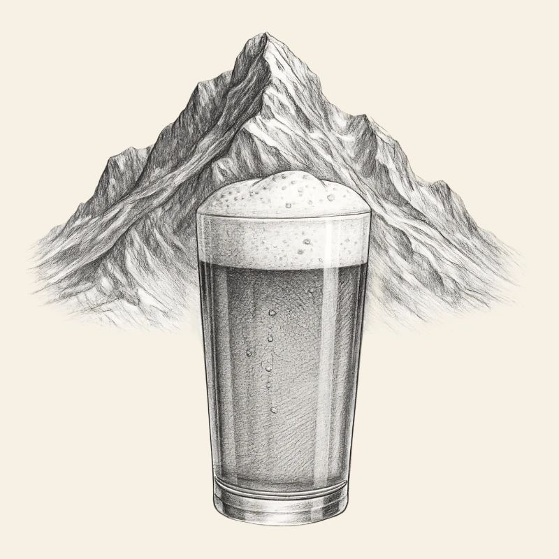 Mountain view with beer glass