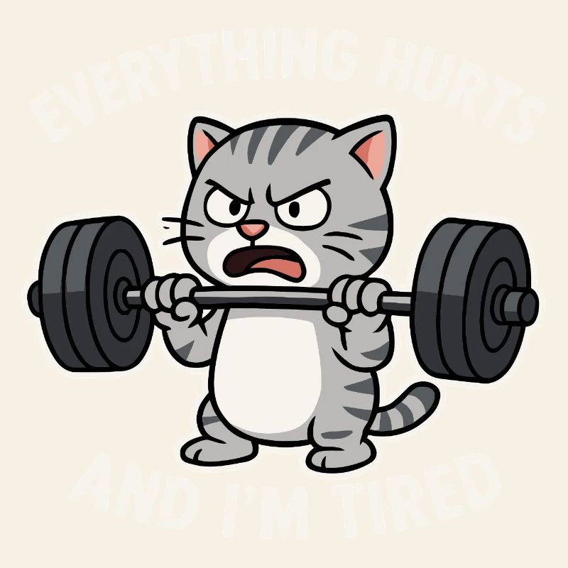 Wütende Katze hebt Langhantel Illustration