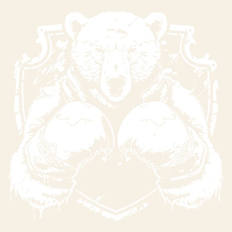 Logo d'ours fort avec boxeur en pose de combat