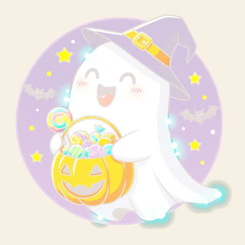 Whimsical Halloween Ghost with Candy Basket