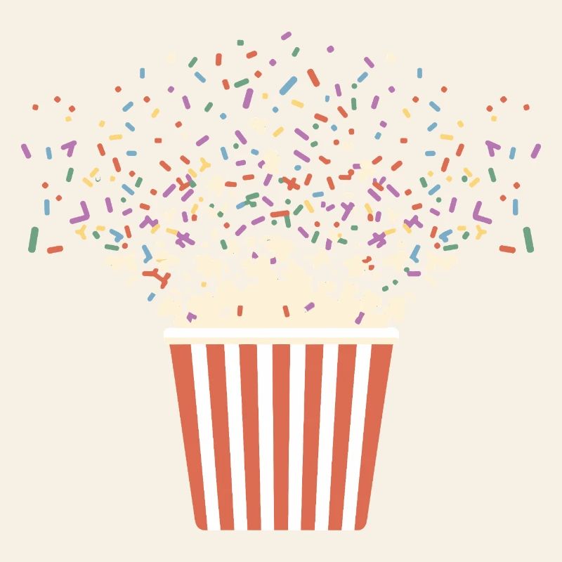 Explosion de pop-corn coloré avec des pépites pour