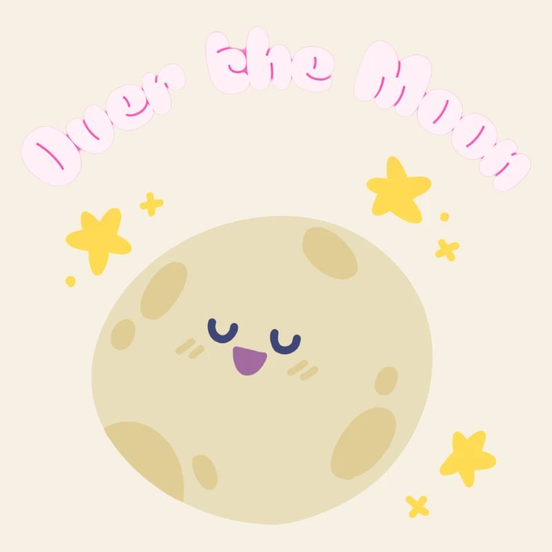 Over_the_Moon Phrases Argot Idiome drôle mignondesign