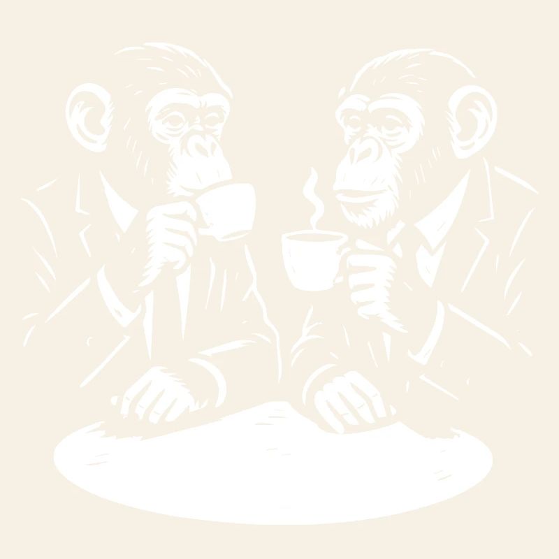 Duo de singes en costumes de café