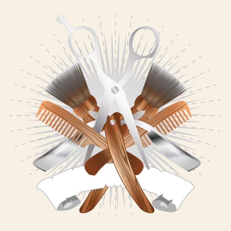 Motif élégant de barbier avec ciseaux et outils