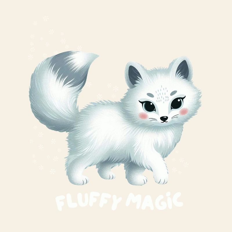White Fox with Fluffy Kitty