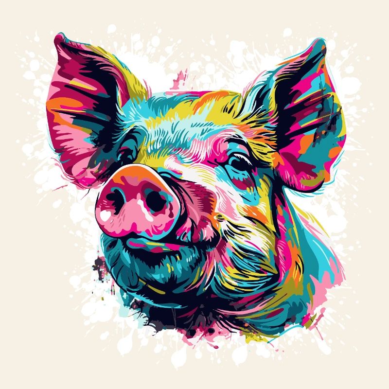 Pop-Art Schwein Kopf Farbexplosion