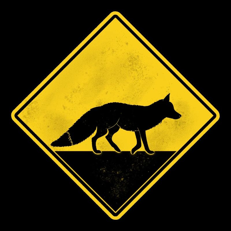 Fox Yellow Road Sign